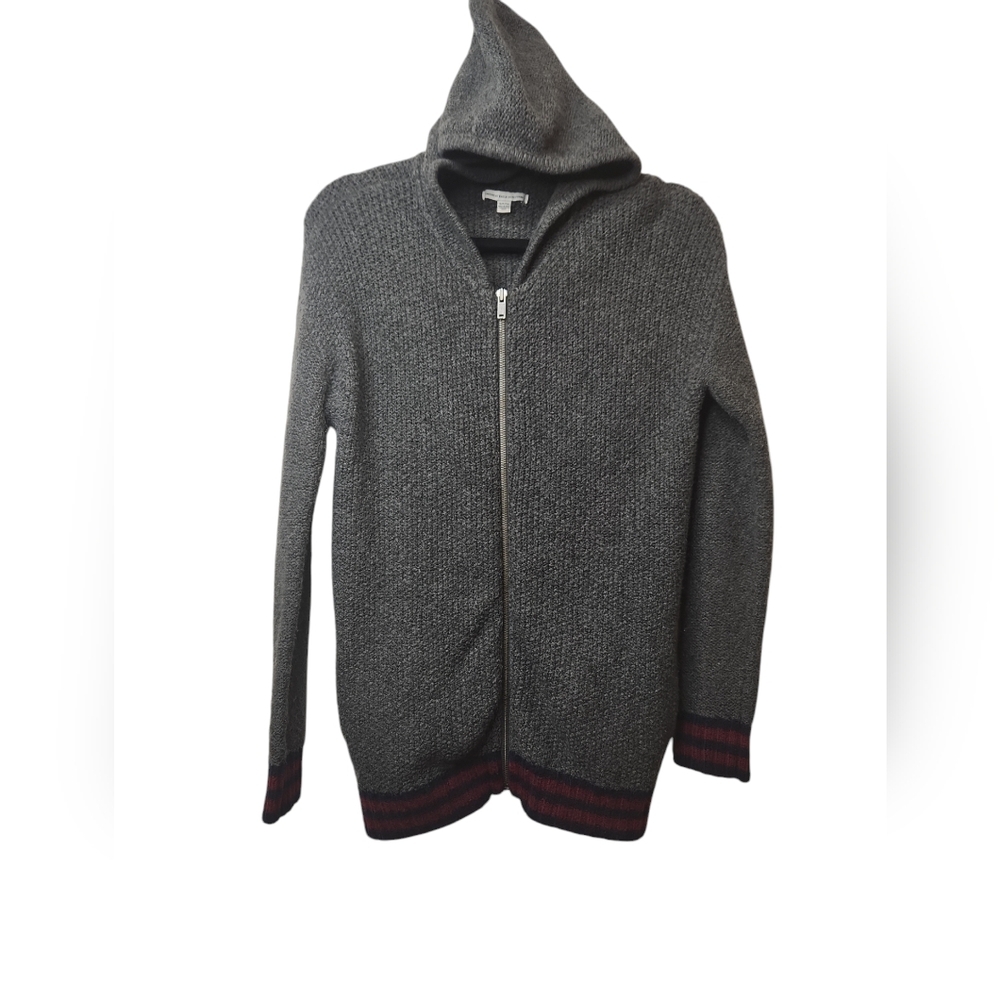 American Eagle Outfitters Women's Gray With Red Black Trim Hooded Sweater Size S